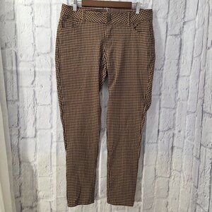 Sabrina Lauren Size 16 Brown Tan Checkered Skinny Leg Stretch Pants